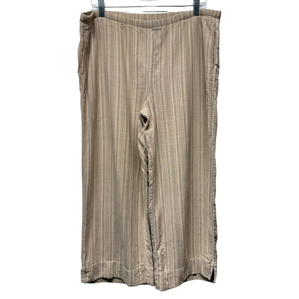 J. Jill Women Pants Sz M Pull On Wide Leg Beige Lagenlook Organic Cotton/Rayon